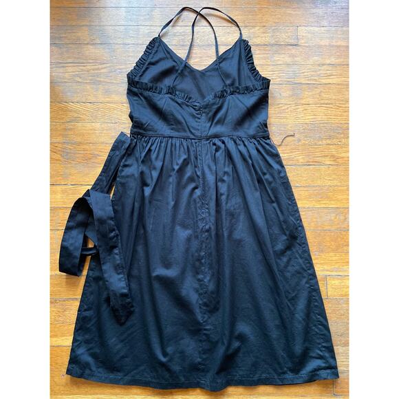 LOFT Black Pleated Summer Dress w/Fabric Belt sz 6 - Picture 14 of 16